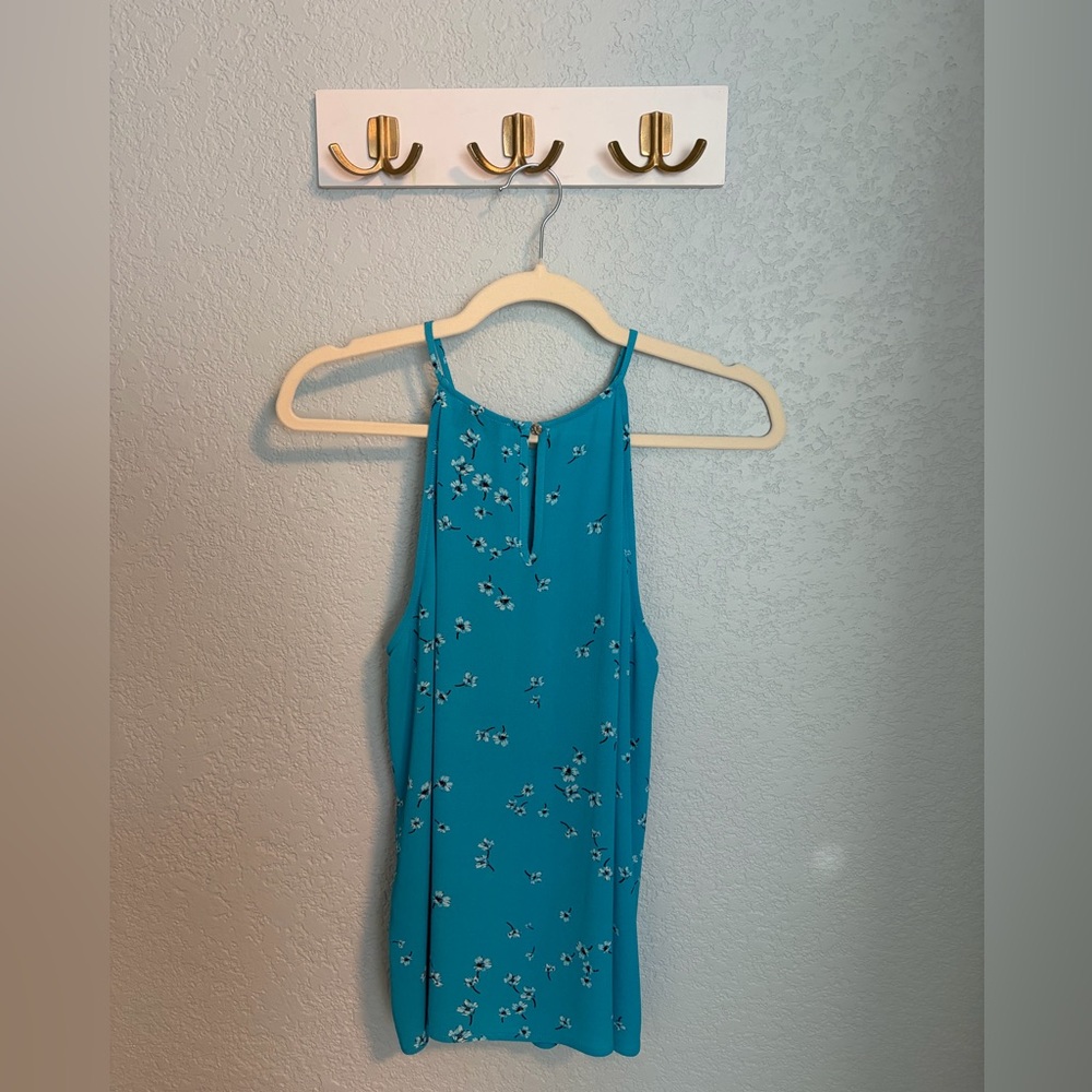 Cece Blue Floral Halter Top - Picture 4 of 5